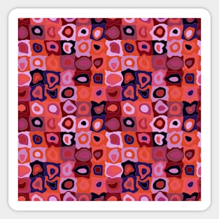 Late Summer Blooms - Retro Geometric Wobbly Square Grid Pattern Sticker